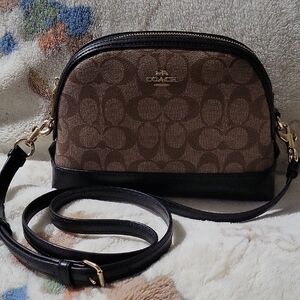 Coach Signature Brown and Black Crossbody Bag